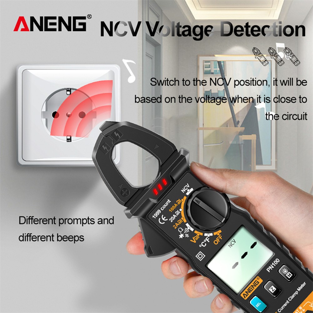 ANENG PN100 Clamp Meter 1mA Precision Small Digital AC/DC Decoder Multicurrent Resistance Frequency Tester Meter