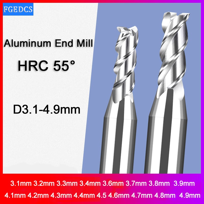 Tungsten Carbide Steel Milling Cutter 1.1 1.2 1.3 1.4 1.6 1.7 1.8 1.9 2.1 2.2 2.3 2.4 2.6 2.7 2.8 2.9 Decimal End Point CNC Mill