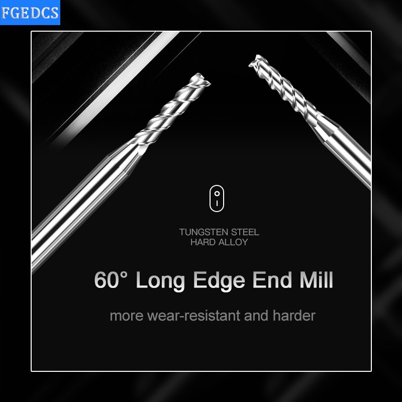 End Mill Aluminum Milling Cutter Edge Lengthened 3 Flute Metal Cutters 0.3 0.4 0.5 0.6mm 1.2 1.4 1.8mm 0.8mm Carbide Computer Tools