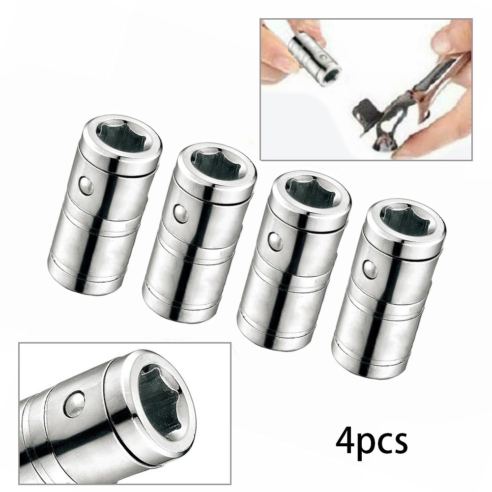 4pcs Ratchet Socket Adapter 6.3mm Square Drive To 1/4" Hex Shank Socket Bit Adapter Quick Release Screwdriver Adapter Holder