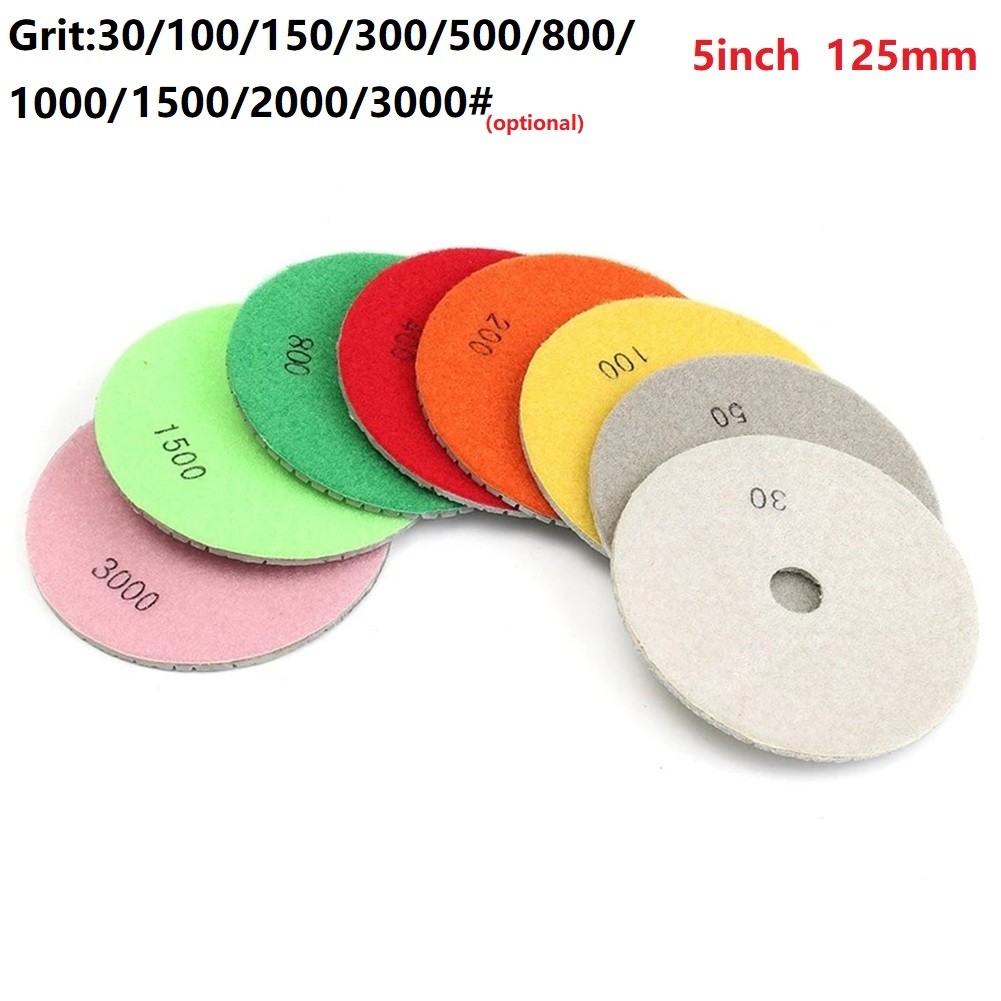 1pc diamond polishing pads kit 5 inch 125mm wet/dry for granite stone concrete marble polishing use grinding discs set