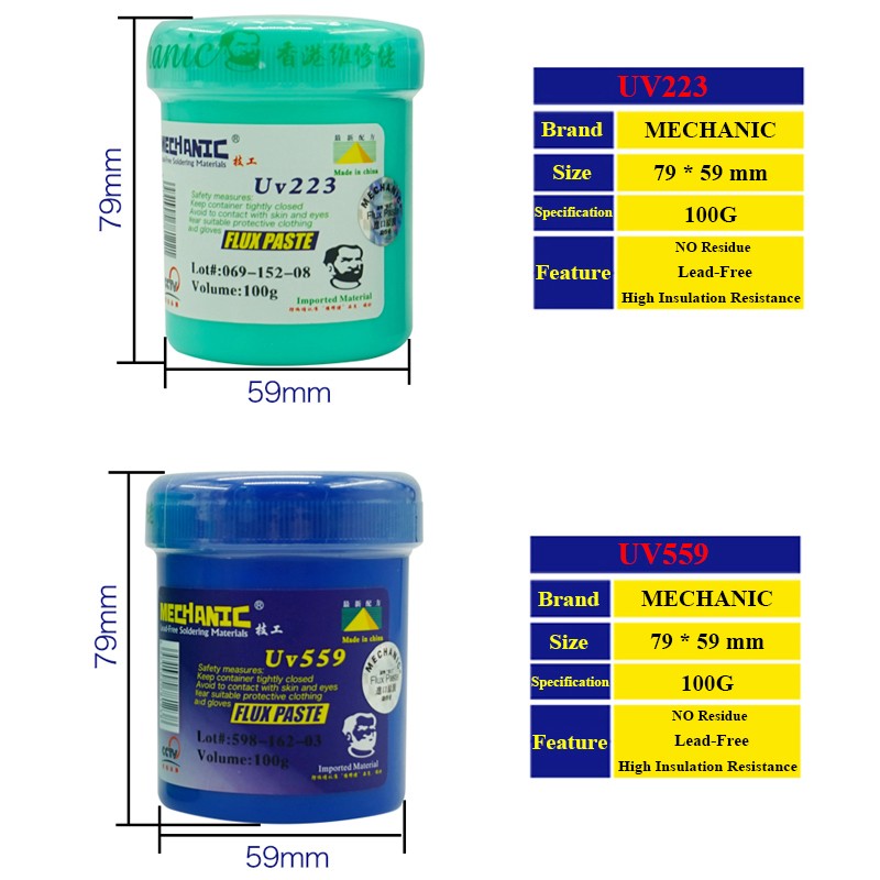 ميكانيكي UV223 UV559 10CC/100G لا نظافة سمد لحام مقاومة لصق آيفون لحام إصلاح خالية من الرصاص لحام تدفق الاستهلاكية