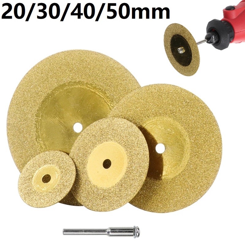 5pcs 20/30/40/50mm Diamond Cutting Discs + 1 Connecting Rod Dremel Accessories Abrasive Rotary Tool Metal Cutting