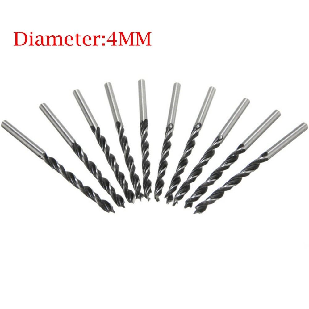 10Pcs Twist Drill Bit Wood Drills With Center Point Wood Cutter Hole Sawcarpentry Tools 4mm Diameter For Woodworking Carving