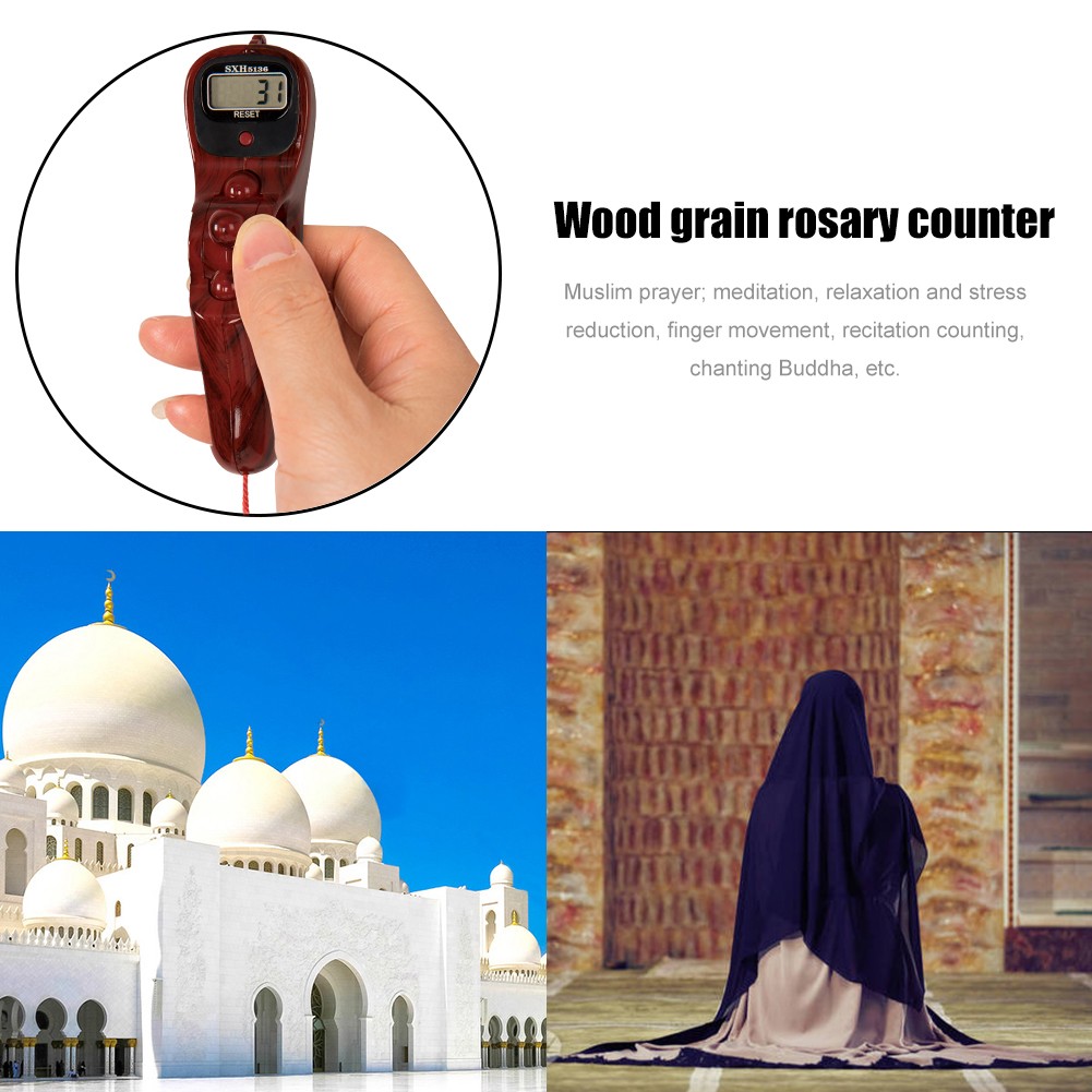 LCD Digital Electronic Rosary Timer Counter With Tassel Finger Game Game Handheld Reset Decompression Relax Meditation Muslim Prayer