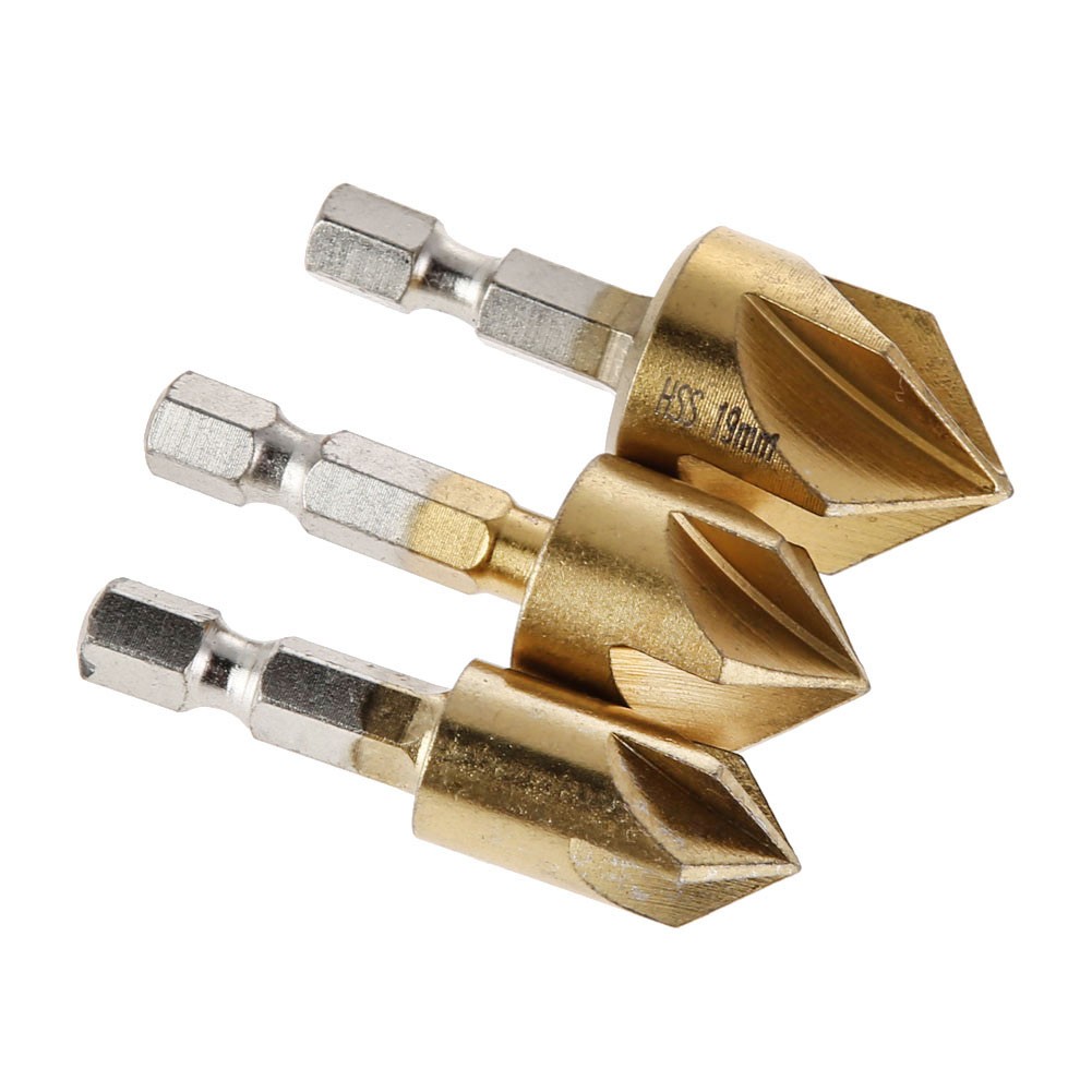 HSS Chamfer Balancing Chamfer Drill Bit 1/4" Hex Shank 90 Degree Wood Chamfer Cutter 12mm-19mm Drill Bit Drill Bit