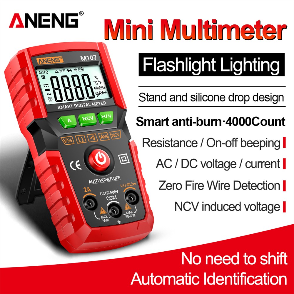 ANENG M107 Mini Digital Multimeter 4000 count Auto tester digital multimetre profesional testeur electrique multímetro test