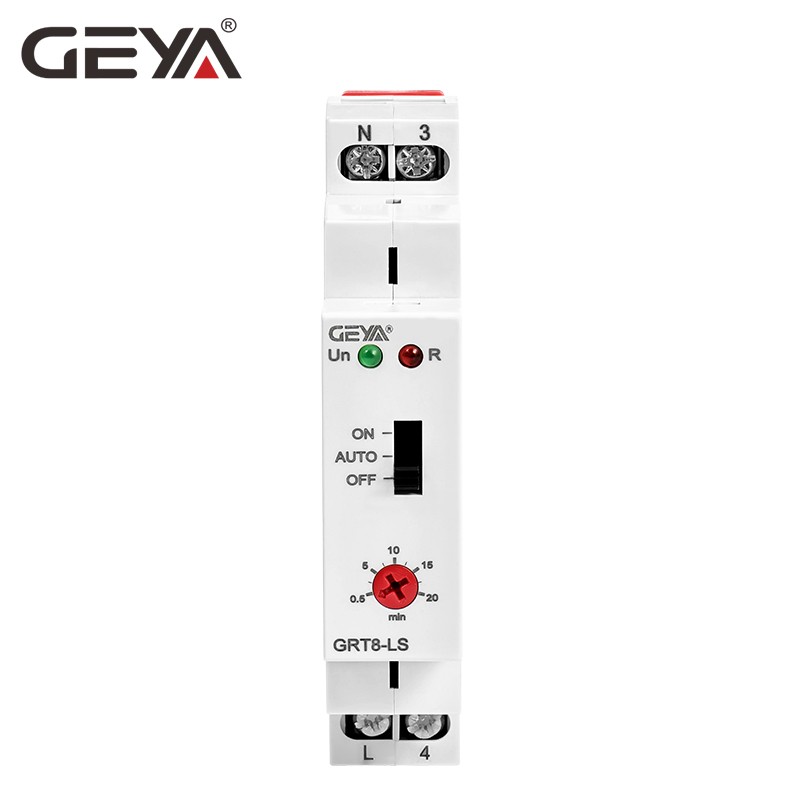 شحن مجاني GEYA GRT8-LS الدين السكك الحديدية درج الإضاءة التبديل الموقت التبديل 230VAC 16A 0.5-20 دقيقة تأخير قبالة تتابع ضوء التبديل