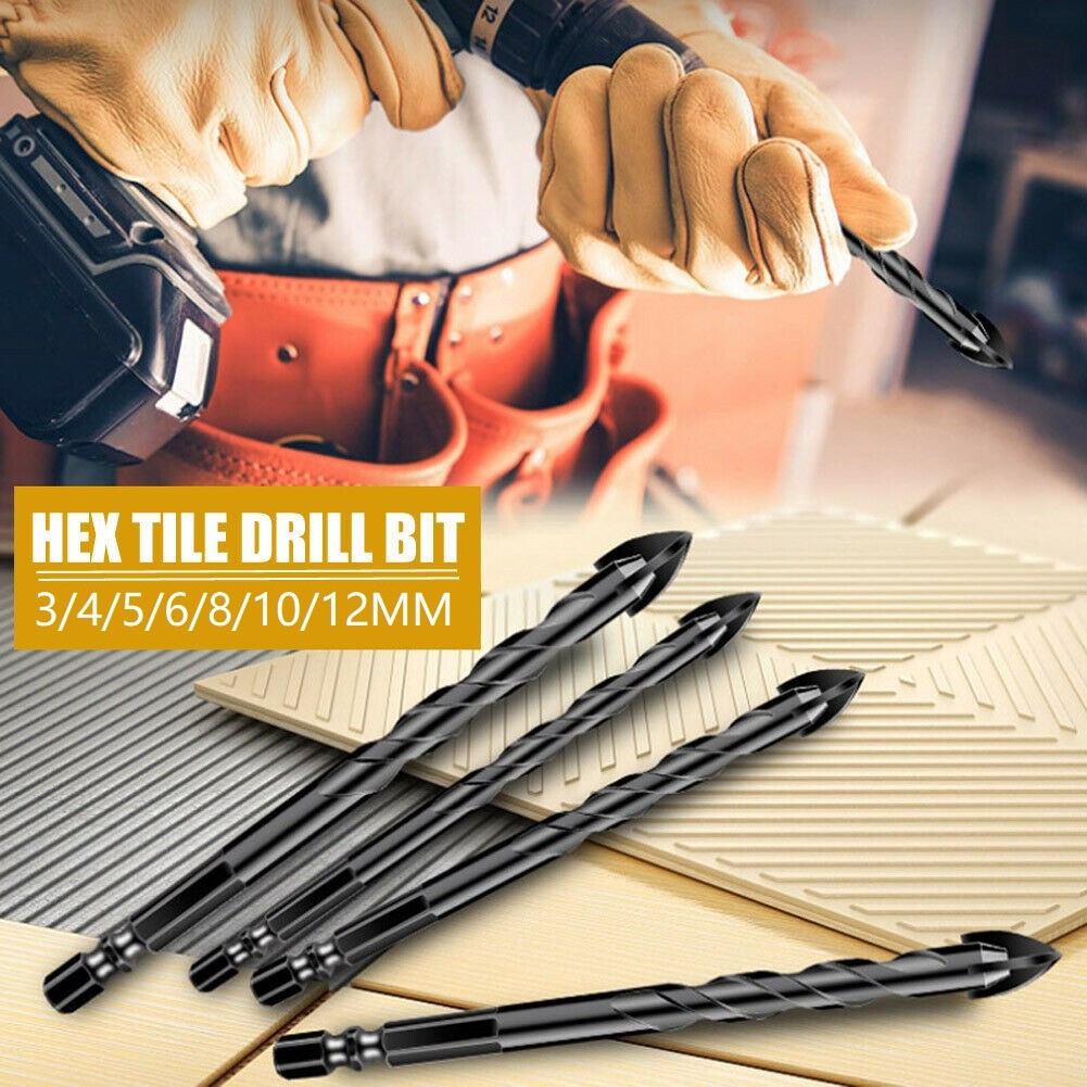 3-12mm Cross Hex Tile Drill Bits Set For Ceramic Cup Concrete Hole Opener Alloy Triangle Bit Tool Set Wood Metal Drill