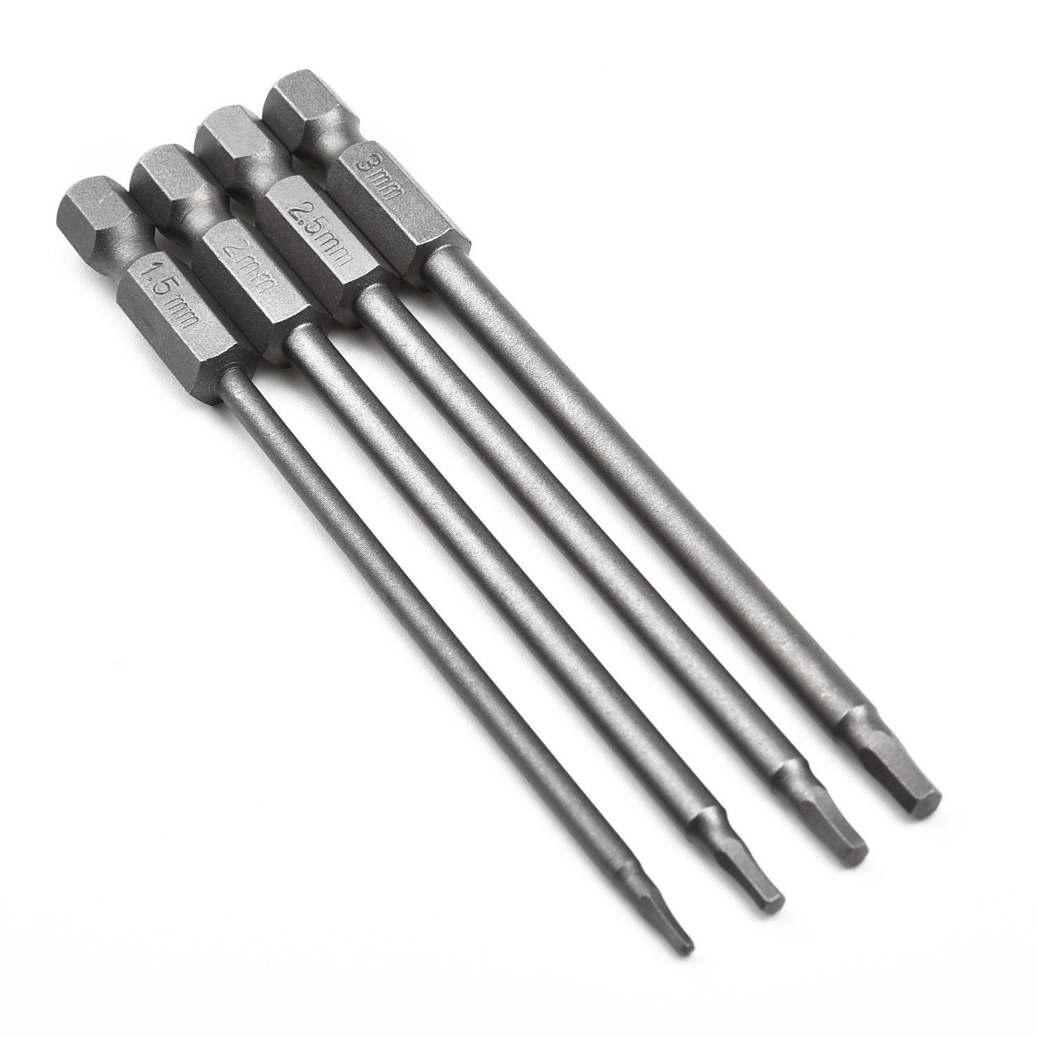 1/4pcs 100mm Hex Magnetic Screwdriver Bit Set Drill Bit Screwdriver Bit 1/4 Inch Hex Shank 1.5/2/2.5/3mm