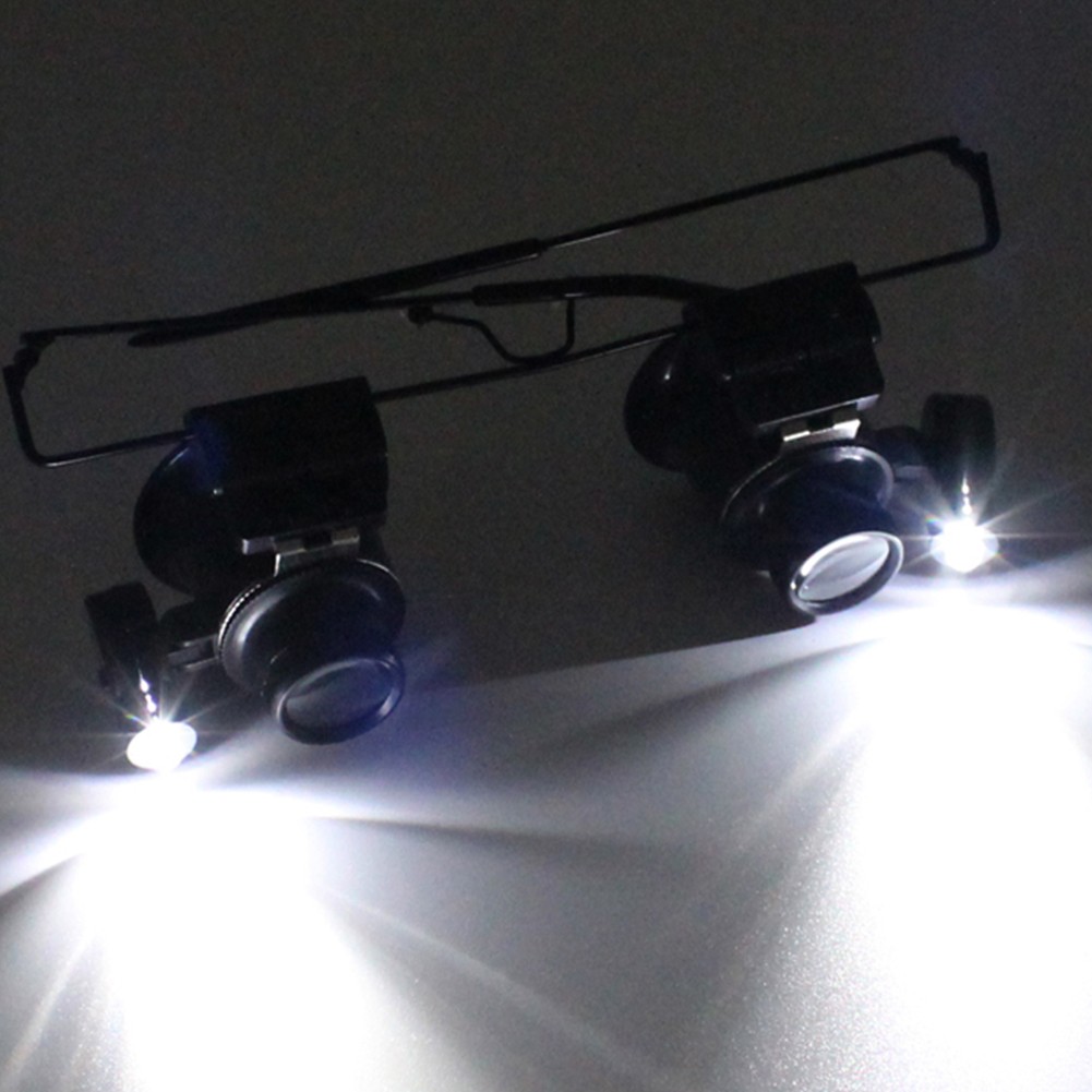 عدسة العين الثالثة خوذة اليد المكبرة المحمولة المكبر نظارات Loupes LED 20X مكبرة نظارات لإصلاح المجوهرات