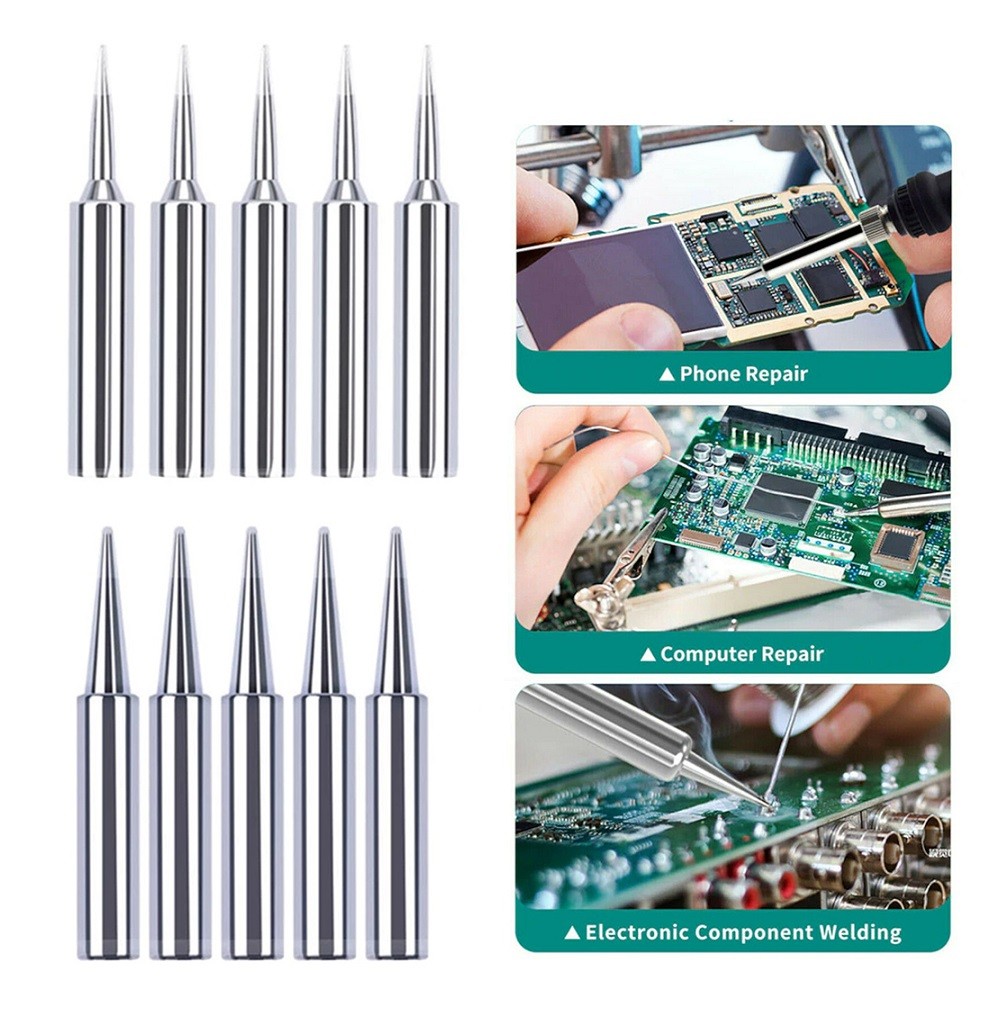 10pcs 900M-T-I 900M-T-B Soldering Iron Pure Copper Soldering Iron Headset Inside Hot Bare Copper Electric Soldering Iron Tip