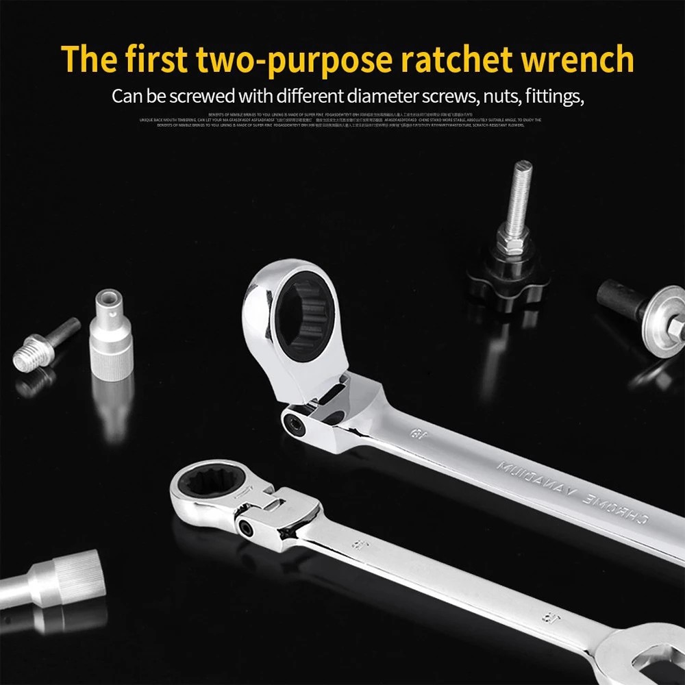 WOZOBUY Ratchet wrench combination, with flexible head, dual purpose ratchet tool, ratchet combination set. car hand tools