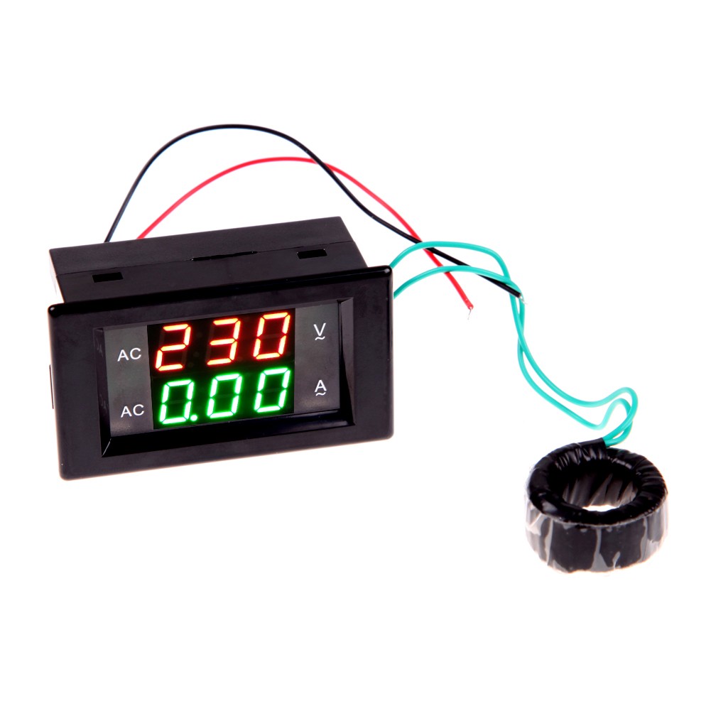 AC Ammeter Digital Voltmeter 220V Panel Amp Volt Current Voltage Meter Tester Double LED Display High Quality