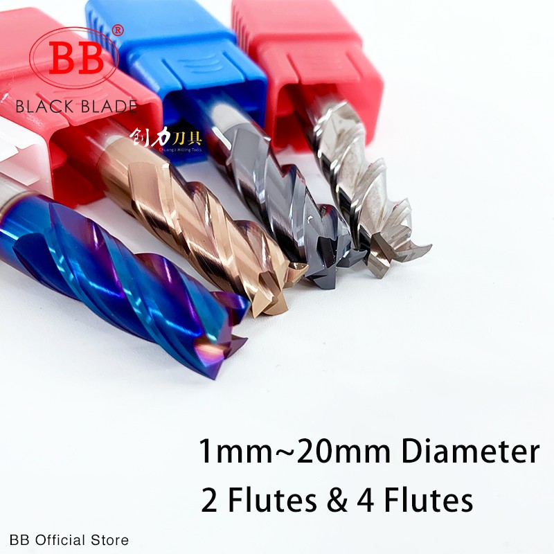 BB 2F 4F Carbide End Mill 1.1mm to 11.9mm CNC Cutter Mini Tool 4 Flute Metal Steel Wood Cutter