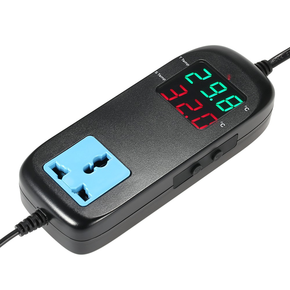 Digital Temperature Gauge Thermometer, Temperature Measuring Instrument with Thermostat Plug, AC 90V~250V, LED