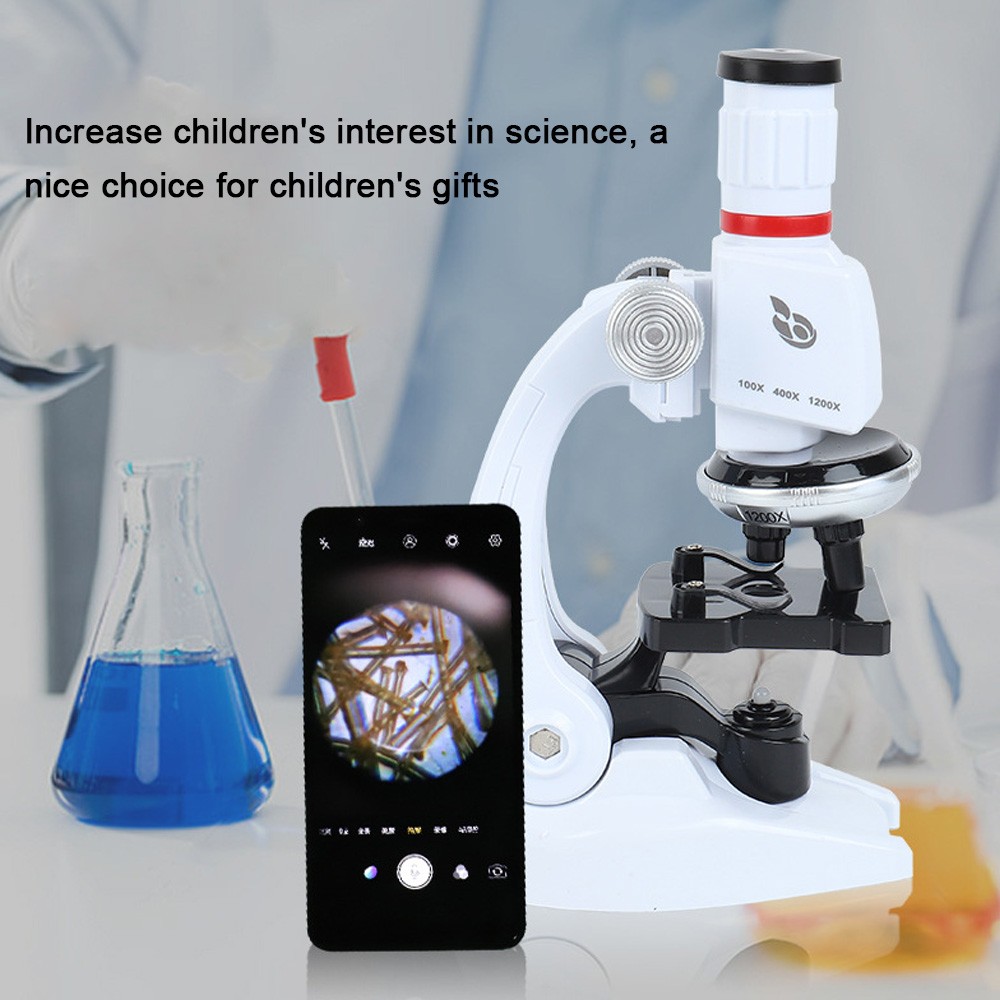 HD1200 times microscope for children, suitable with cell phone holder, simulation and educational toys