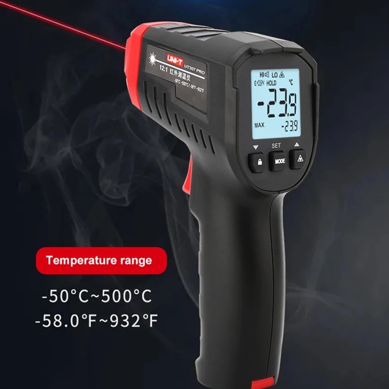 UNI-T Digital Thermometer UT306S Non-contact Industrial Infrared Laser Thermometer Thermometer Heat Gun Tester-50-500