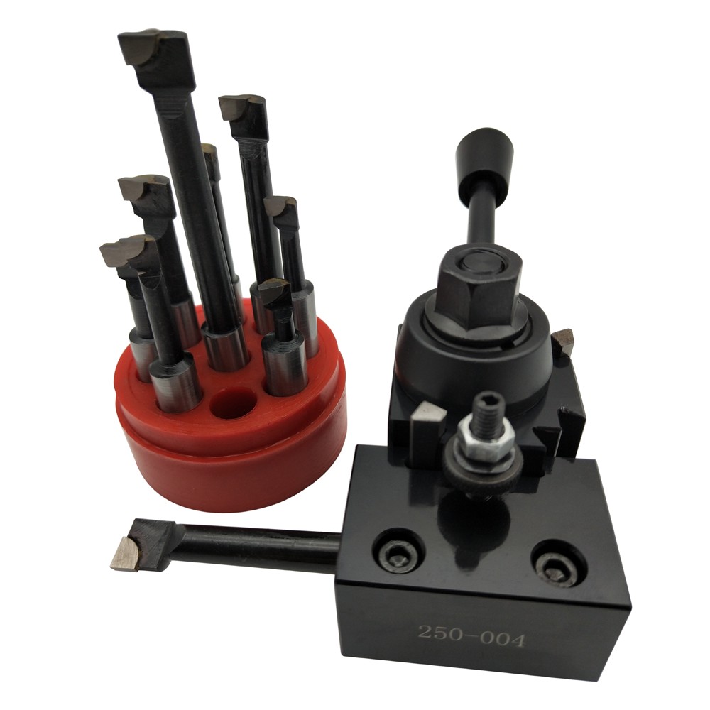 6pcs 250 Steel Cuniform Type Quick Change Toolpost Tool Holder Set with 6-9" Lathe Swing Collet Chuck