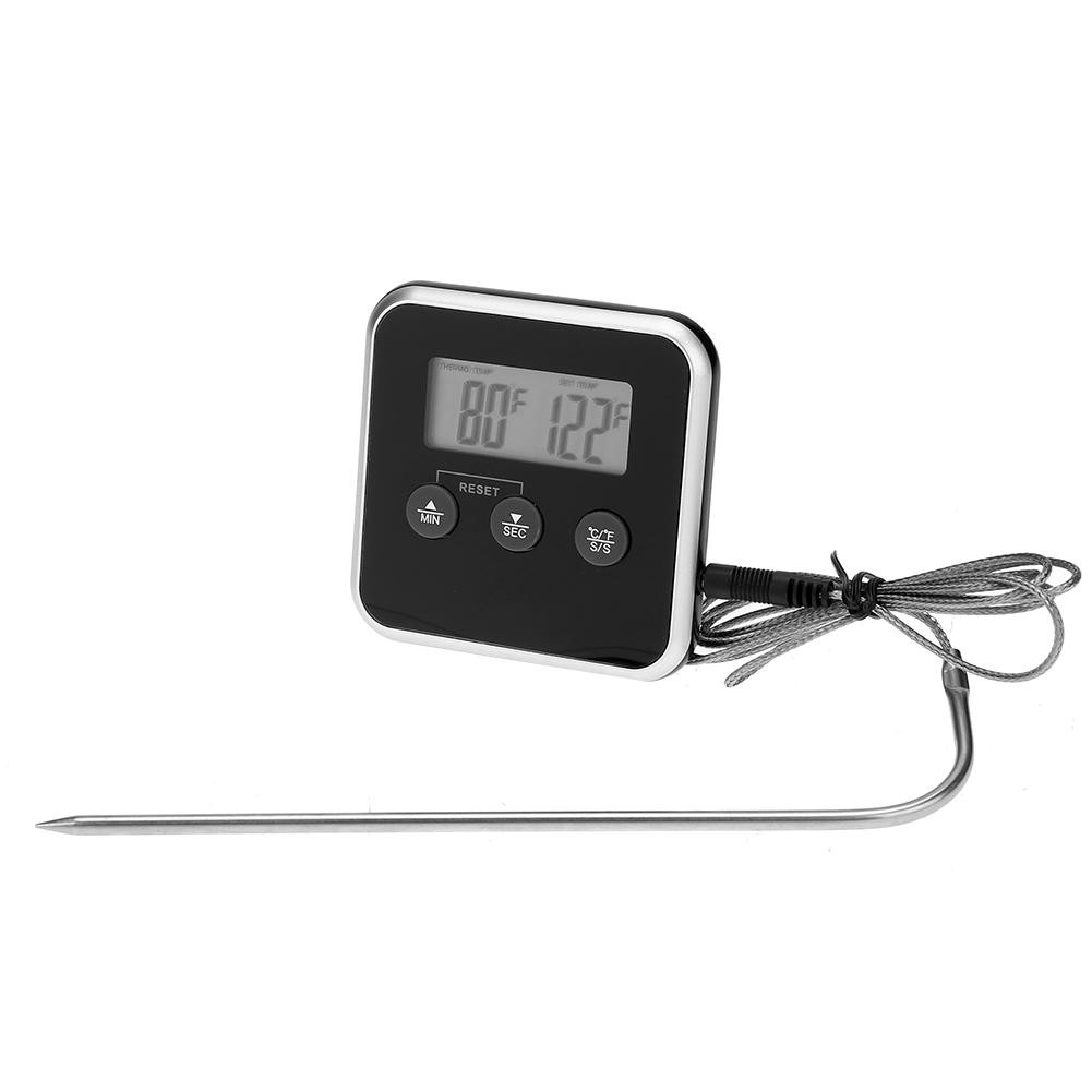 Digital BBQ Cooking Thermometer Electronic LCD Food Thermometer BBQ Temperature Probe Alarm Cooking Timer