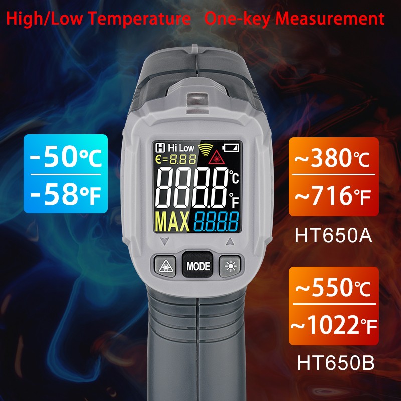 Non-contact thermometer laser thermometer gun digital infrared thermometer HABOTEST 550C thermometer thermometer C/F HT650