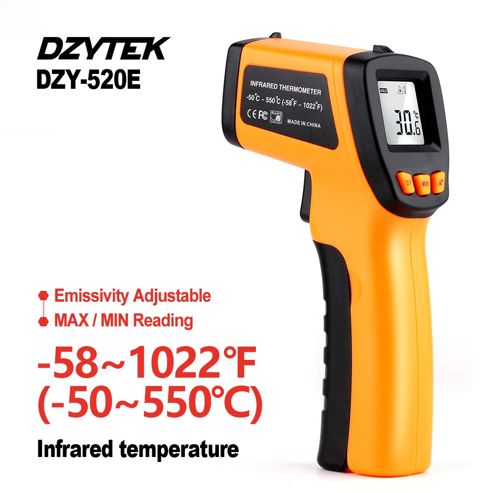 DZYTEK Non-Contact Digital Infrared Laser Thermometer Gun High Low Temperature Alarm -58℃~788℃ Thermometer