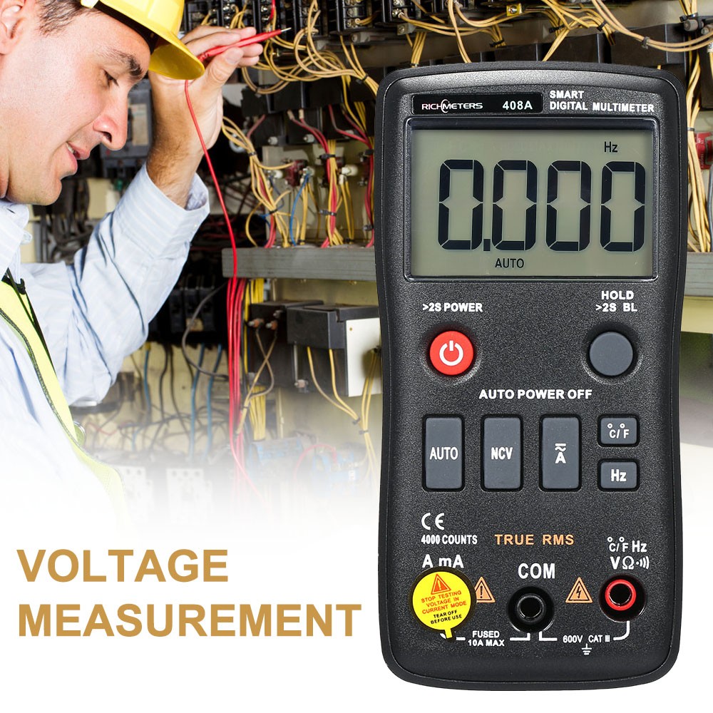 RICHMETERS Digital Multimeter Professional 8000 Capacity AC/DC Temperature Measurement Backlit Flash Light