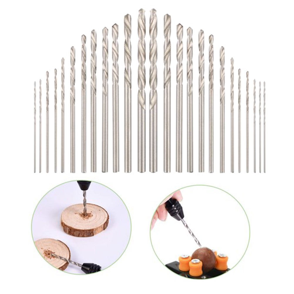 25Pcs Mini Micro HSS Twist Drill Bits Set Metric Sizes 0.5-3.0mm For PCB CraftsWoodworking Metal Wood Tools