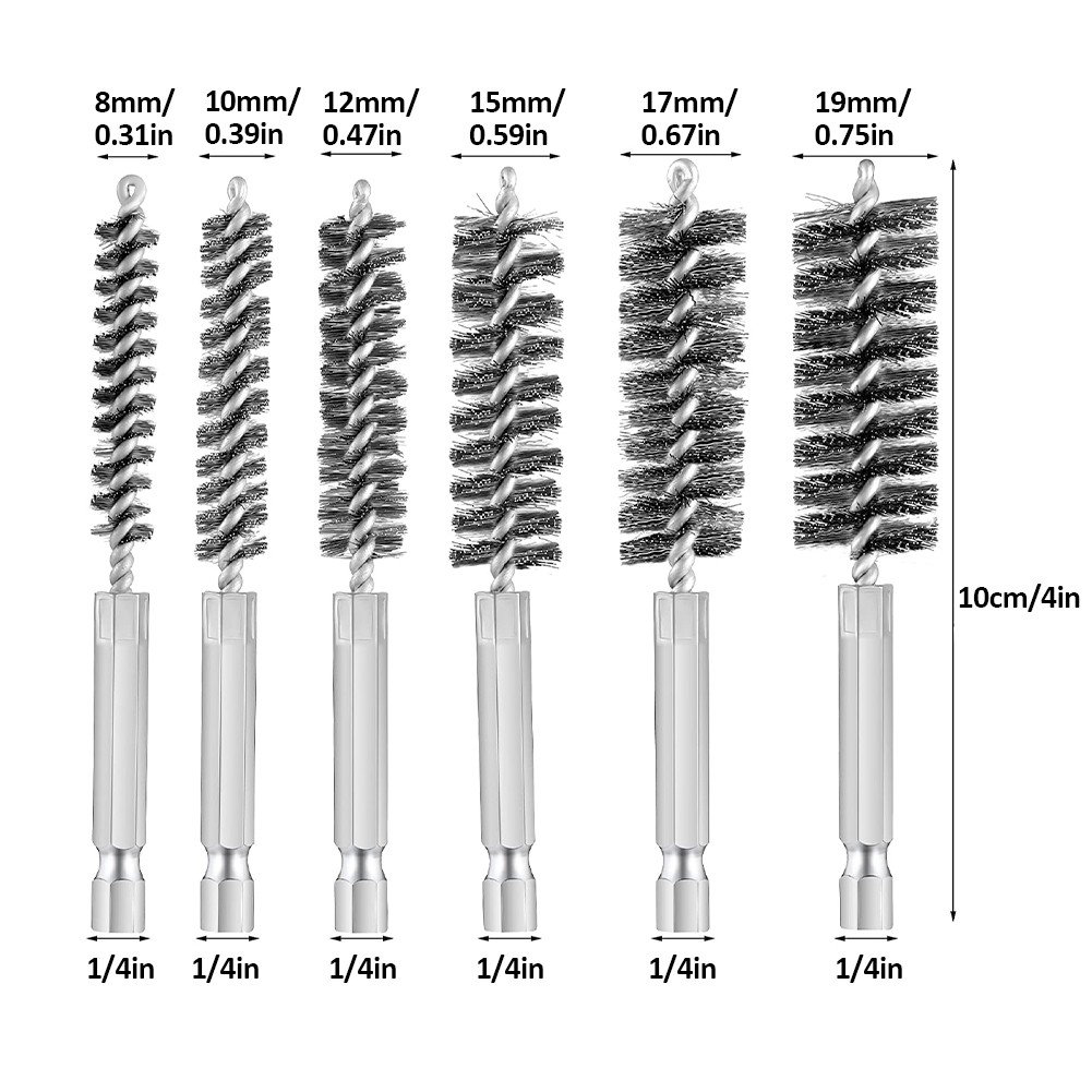 4 inch in length stainless steel wire pipe cleaning brush for battery powered electric drill