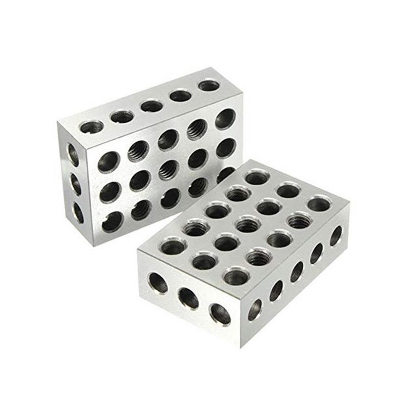 2pcs 23 Holes Precision Gauge Blocks 25-50-75mm Steel Parallel Clamping Block 1-2-3 Inch Metal Gauge Block Measuring Tool