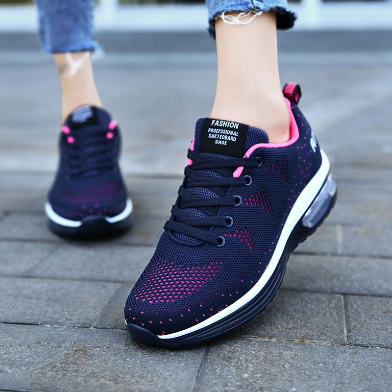 Women Running Shoes Fashion Casual Sneakers Mesh Lace Up Extra Thickening High Shoes Comfortable Breathable Zapatillas Mujer