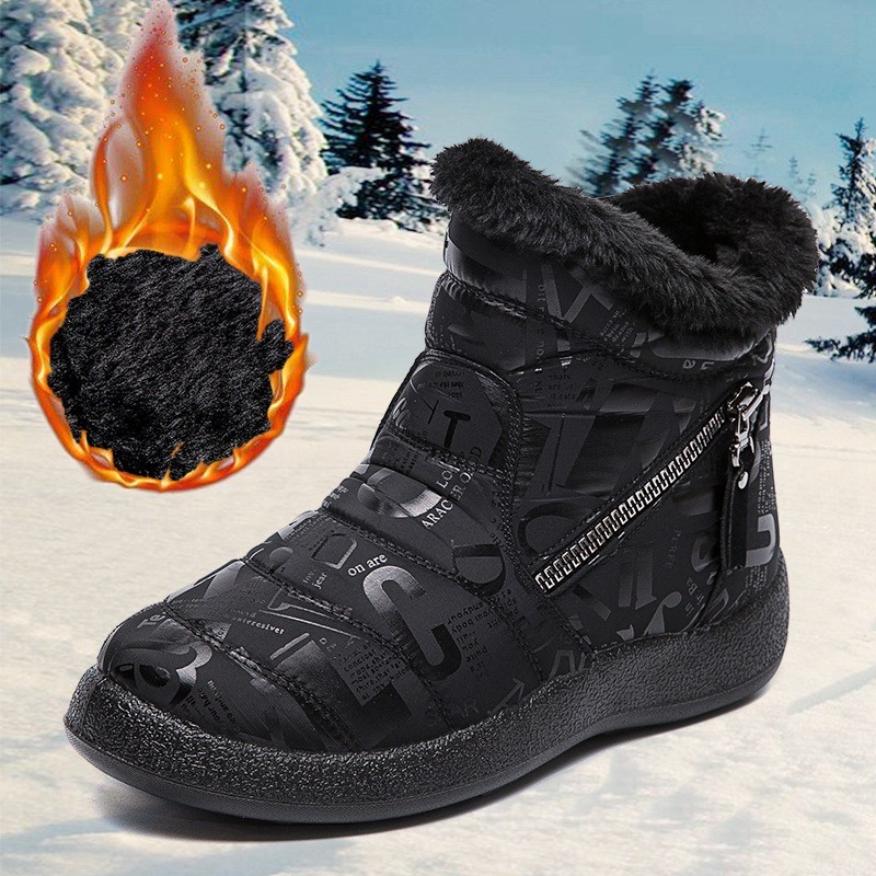 Ladies short snow boots winter plus cotton shoes waterproof double zipper boots women shoes