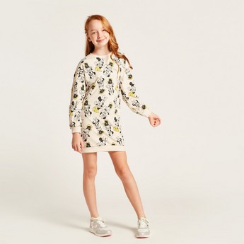 Disney All-Over Minnie Mouse Print Dress with Long Sleeves