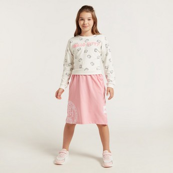 Sanrio All-Over Hello Kitty Print Sweatshirt with Long Sleeves