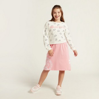 Sanrio Hello Kitty Embroidered Skirt with Drawstring Closure and Pockets