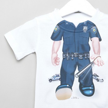 Just Add A Kid Policeman Print T-shirt with Short Sleeves