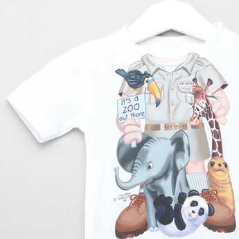 Just Add A Kids Zookeeper Print T-shirt with Round Neck