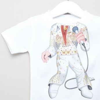 Just Add A Kid The King Print T-shirt with Round Neck