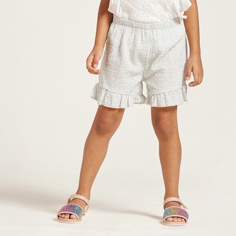 Love Earth Floral Print Organic Shorts with Ruffled Hems