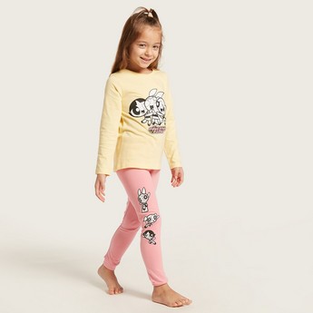 The Powerpuff Girls Print T-shirt and Pyjamas Set