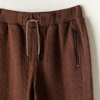 Textured Pants with Drawstring Closure and Pockets