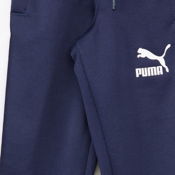 PUMA Logo Printed Track Pants with Tape Detail