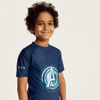 Avengers Print Round Neck T-shirt and Shorts Set