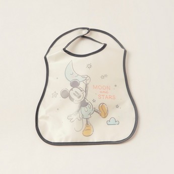 Disney Mickey Mouse Print Bib with Snap Button Closure - Set of 2