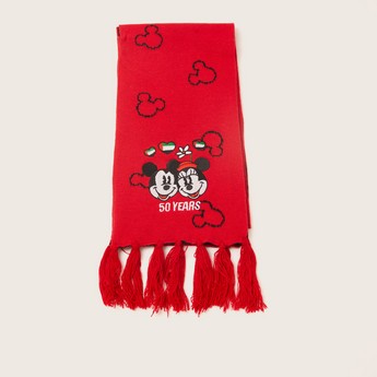 Disney Mickey and Minne Embroidered Scarf with Tassels