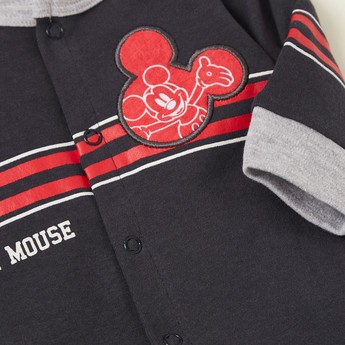 Disney Mickey Mouse Embroidered Detail Sleepsuit with Long Sleeves