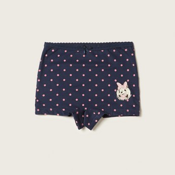 Minnie Mouse Print Boxers with Bow Applique Detail - Set of 3