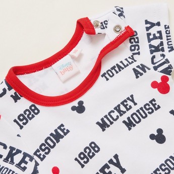 Disney All-Over Mickey Mouse Print Bodysuit with Short Sleeves