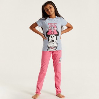 Disney Minnie Mouse Print T-shirt and Pyjama Set