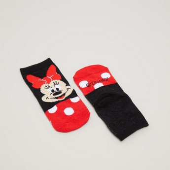 Disney Minnie Mouse Print Socks with Cuffed Hem